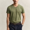 T-shirt de corte justo com decote em V e emblema