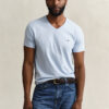 T-shirt de corte justo com decote em V e emblema