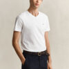 T-shirt de corte justo com decote em V e emblema