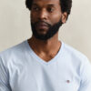 T-shirt de corte justo com decote em V e emblema