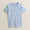 T-shirt de corte justo com decote em V e emblema