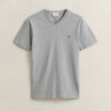 T-shirt de corte justo com decote em V e emblema