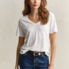 T-shirt de linho com decote em V
