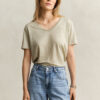 T-shirt de linho com decote em V