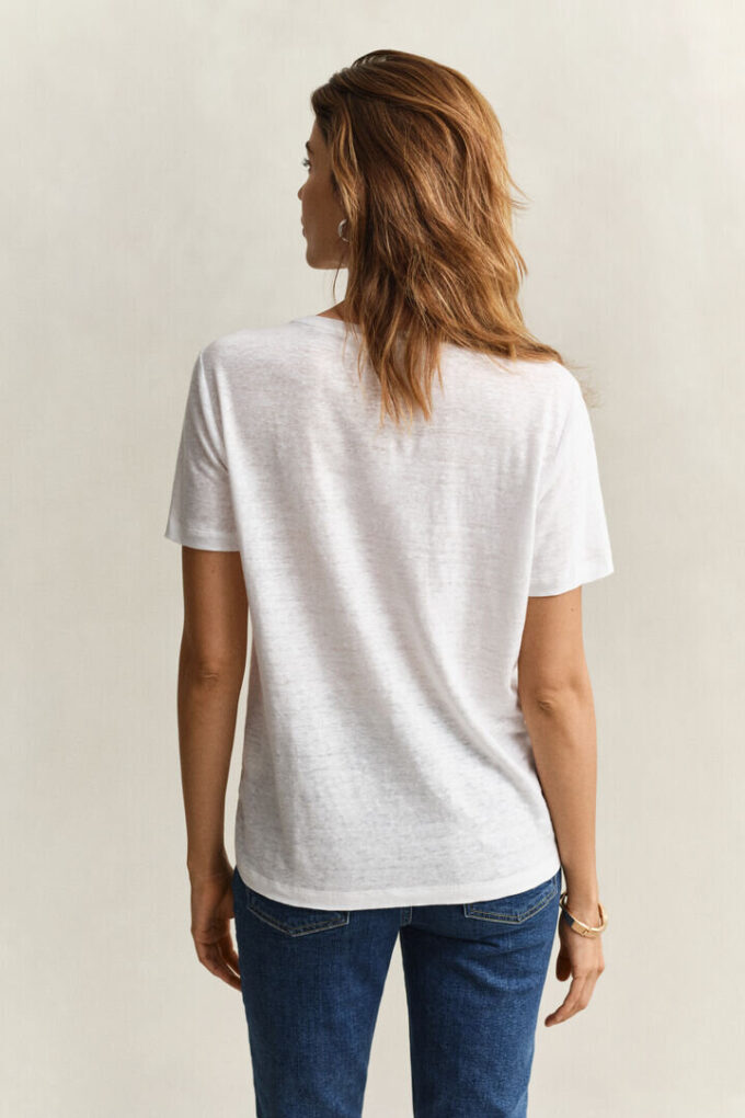 T-shirt de linho com decote em V