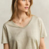 T-shirt de linho com decote em V