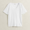 T-shirt de linho com decote em V