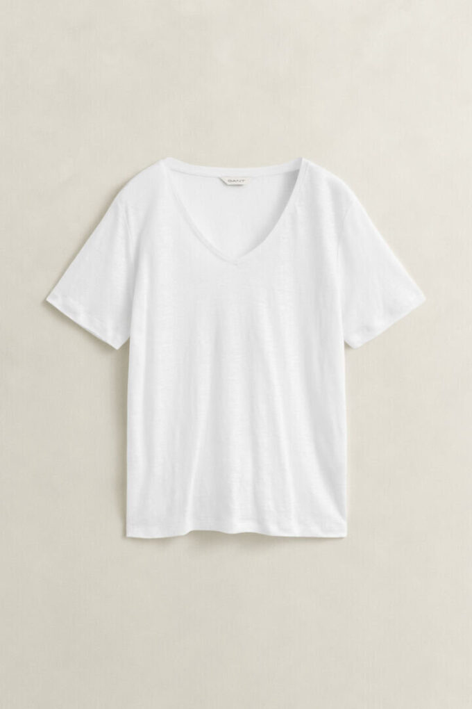 T-shirt de linho com decote em V
