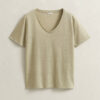 T-shirt de linho com decote em V