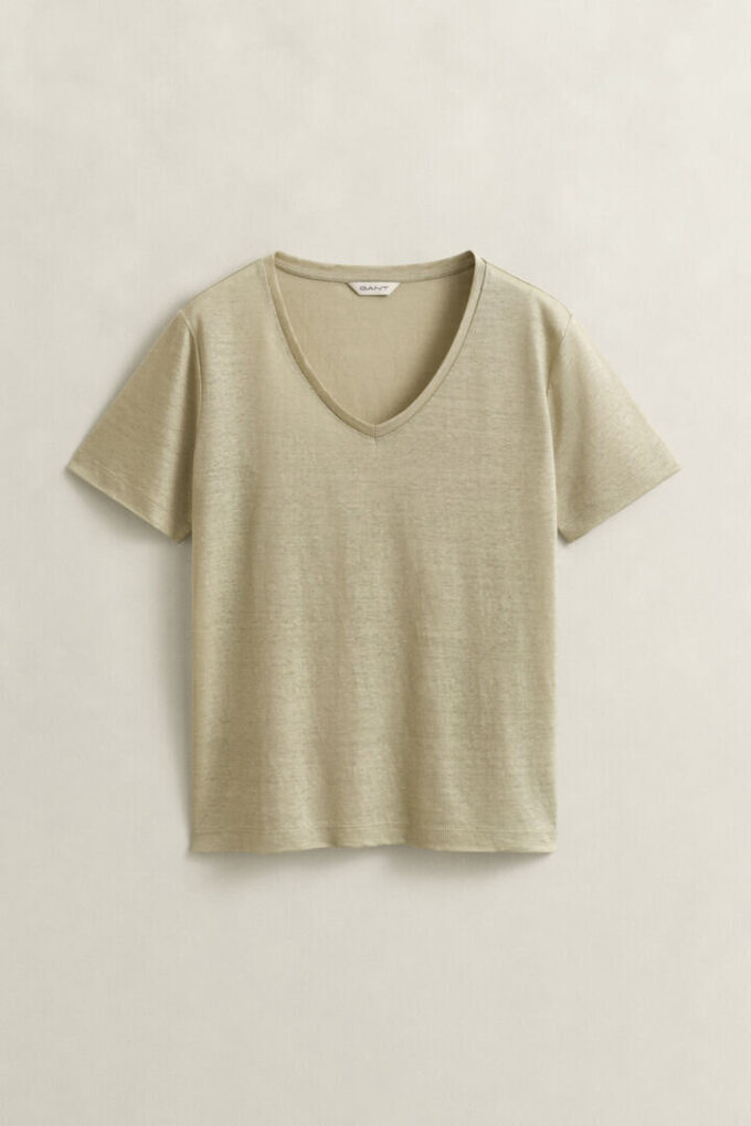 T-shirt de linho com decote em V