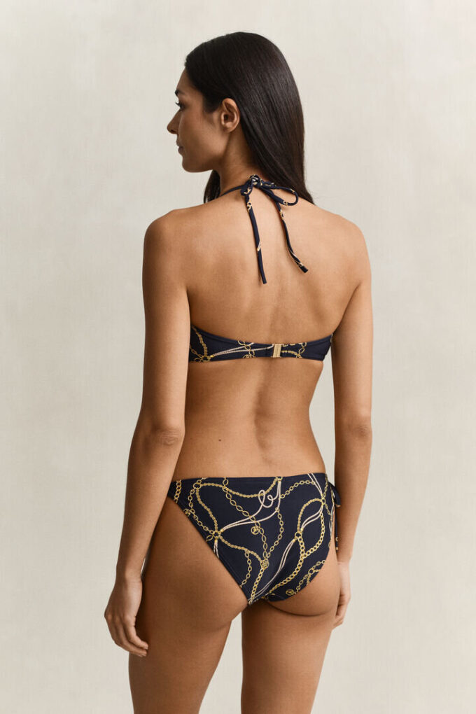 Top de biquíni bandeau com estampado de correntes