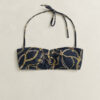 Top de biquíni bandeau com estampado de correntes