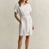 Vestido camisa de linho com mangas curtas