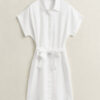 Vestido camisa de linho com mangas curtas