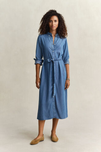 Vestido camisa em chambray