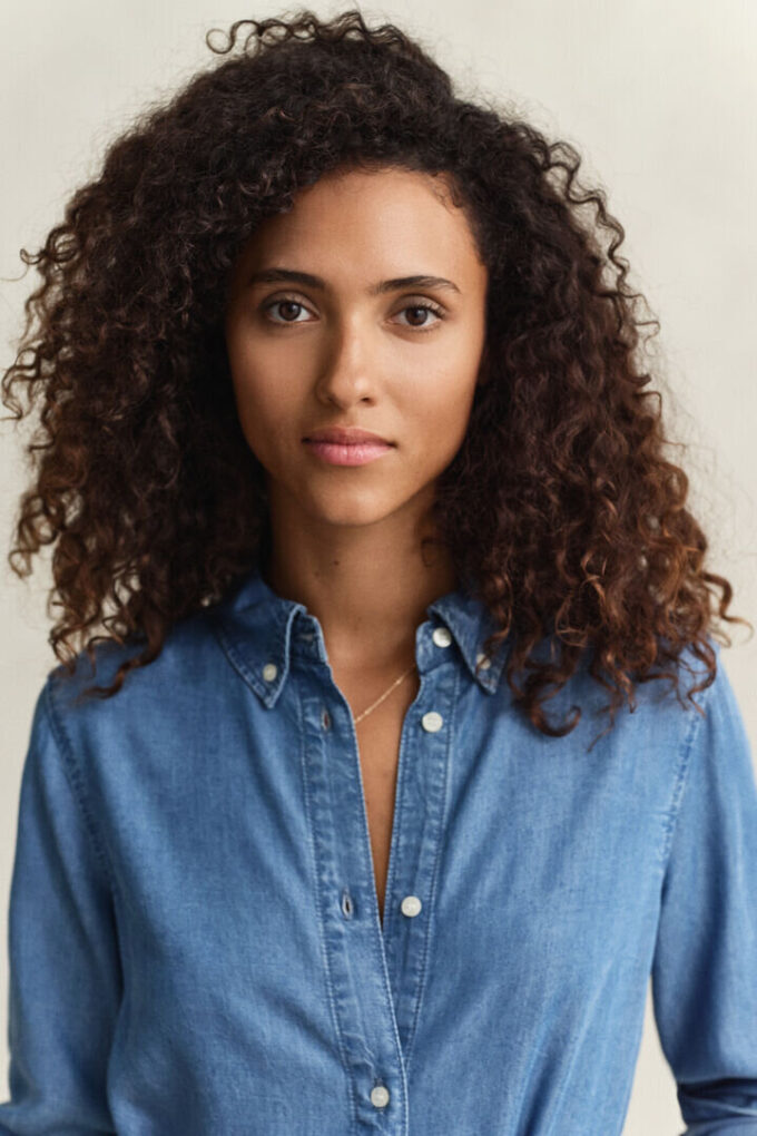 Vestido camisa em chambray