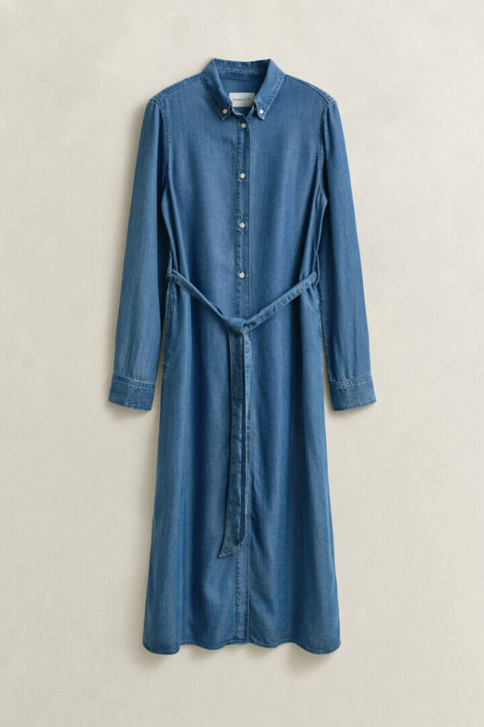 Vestido camisa em chambray