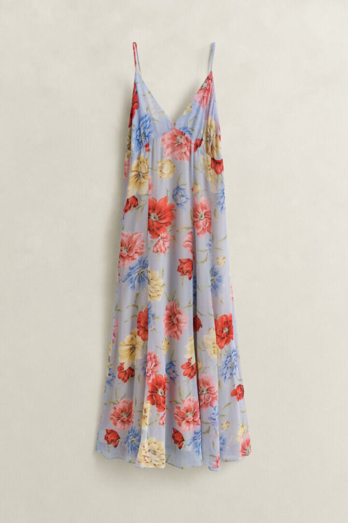 Vestido com alças e padrão floral