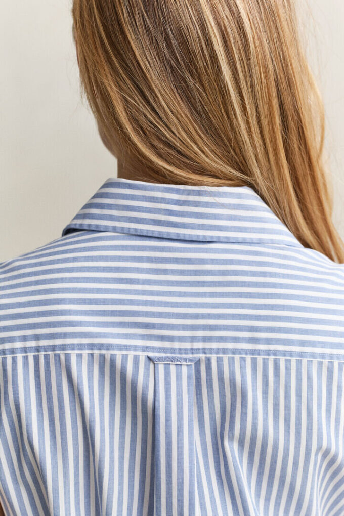 Vestido de algodão às riscas sem mangas