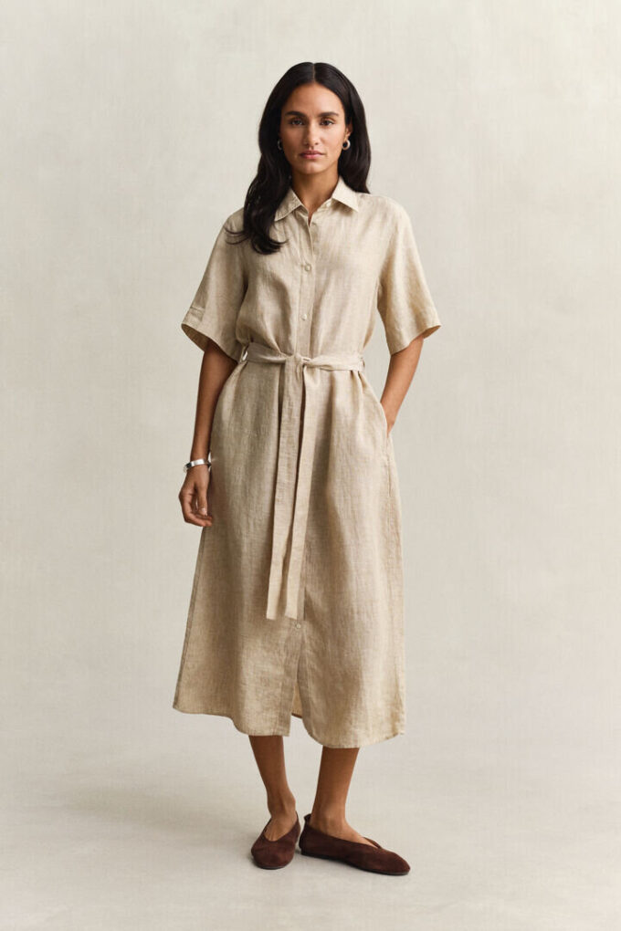 Vestido de camisa de linho