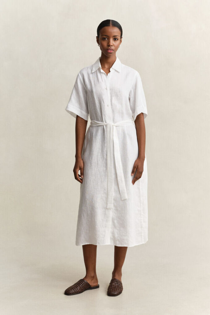 Vestido de camisa de linho
