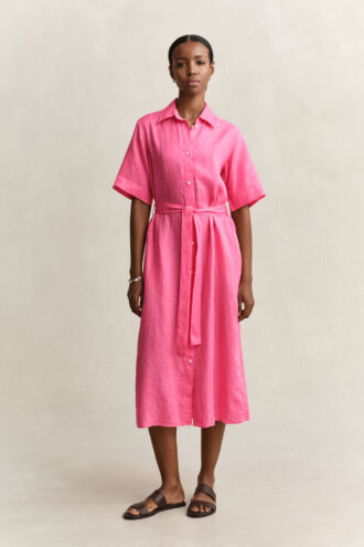 Vestido de camisa de linho