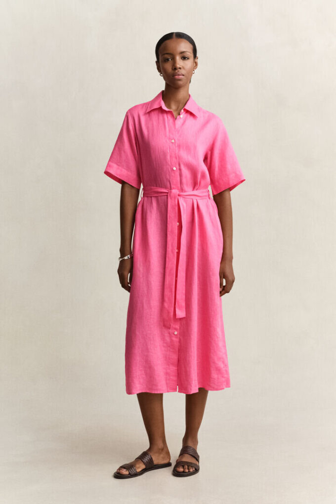 Vestido de camisa de linho