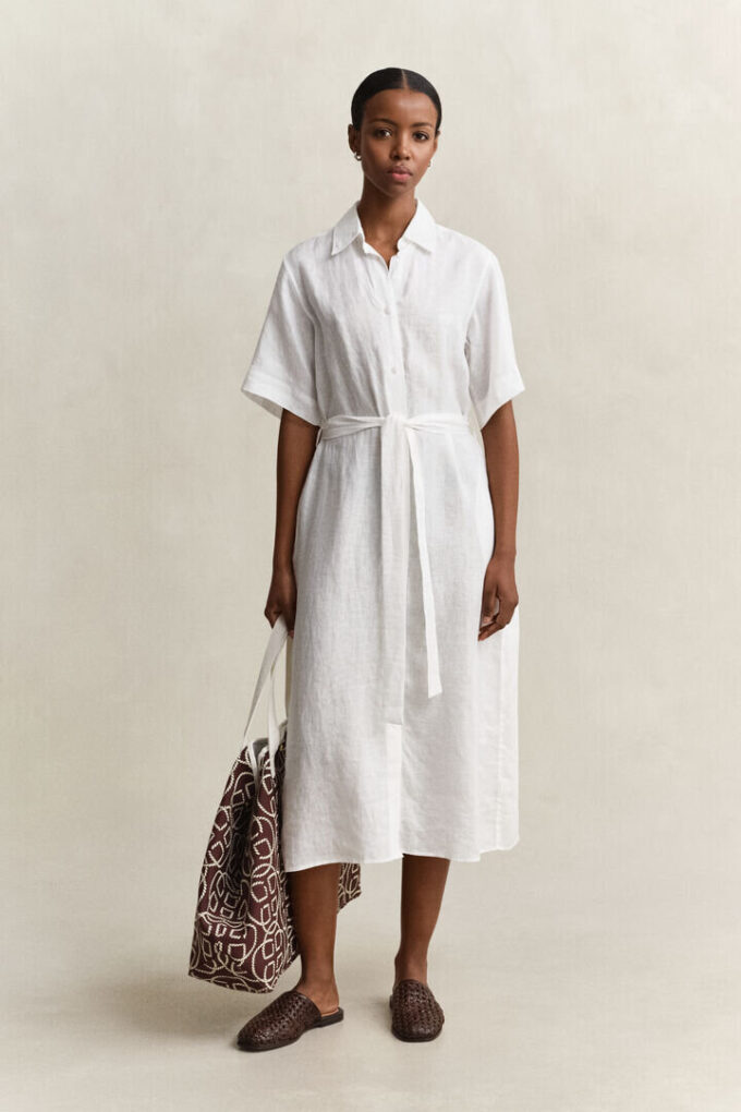 Vestido de camisa de linho