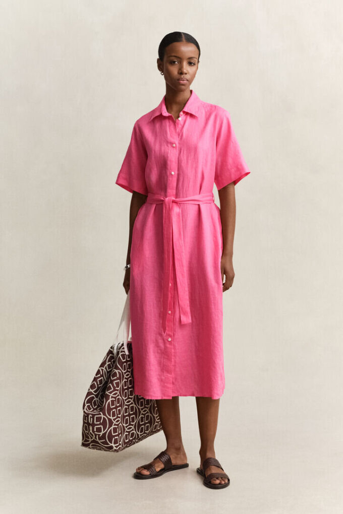 Vestido de camisa de linho