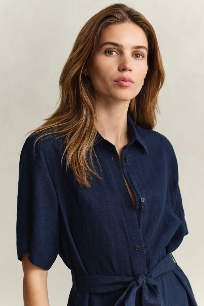 Vestido de camisa de linho