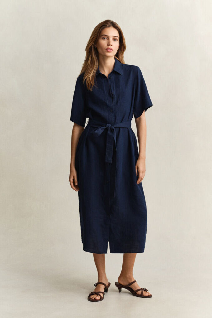 Vestido de camisa de linho