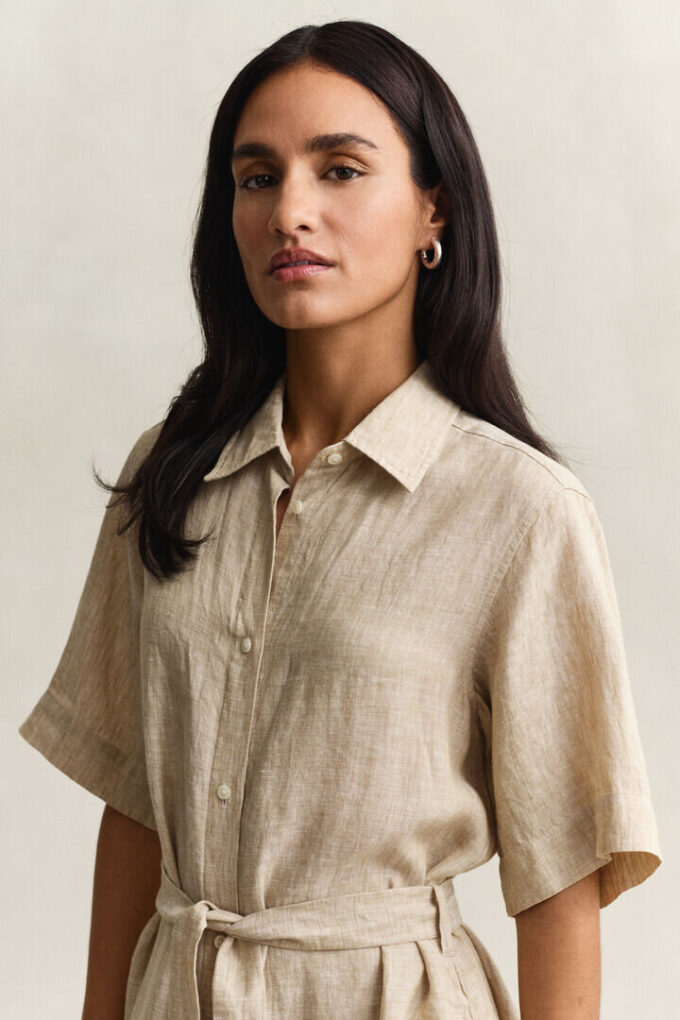 Vestido de camisa de linho
