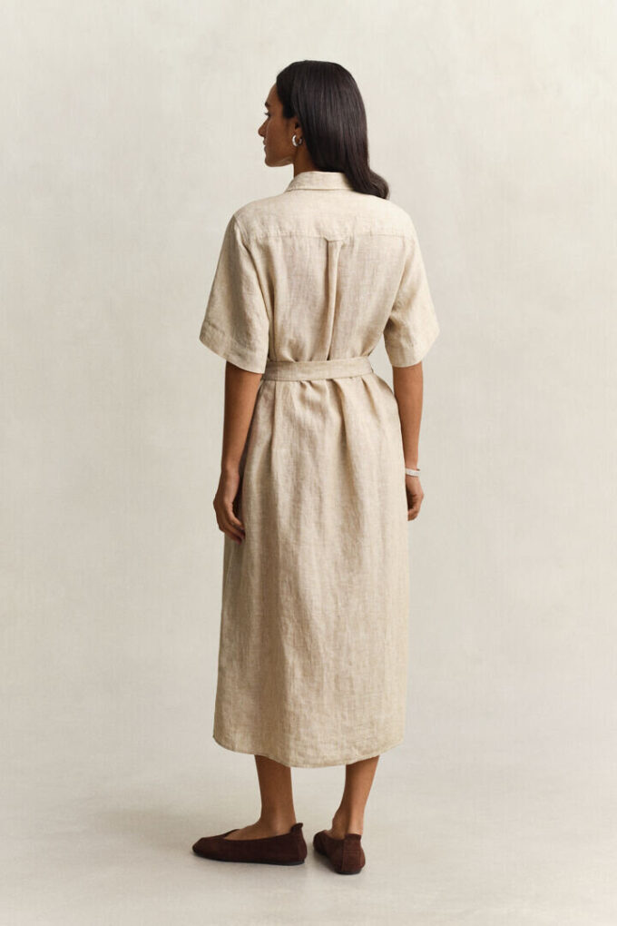 Vestido de camisa de linho