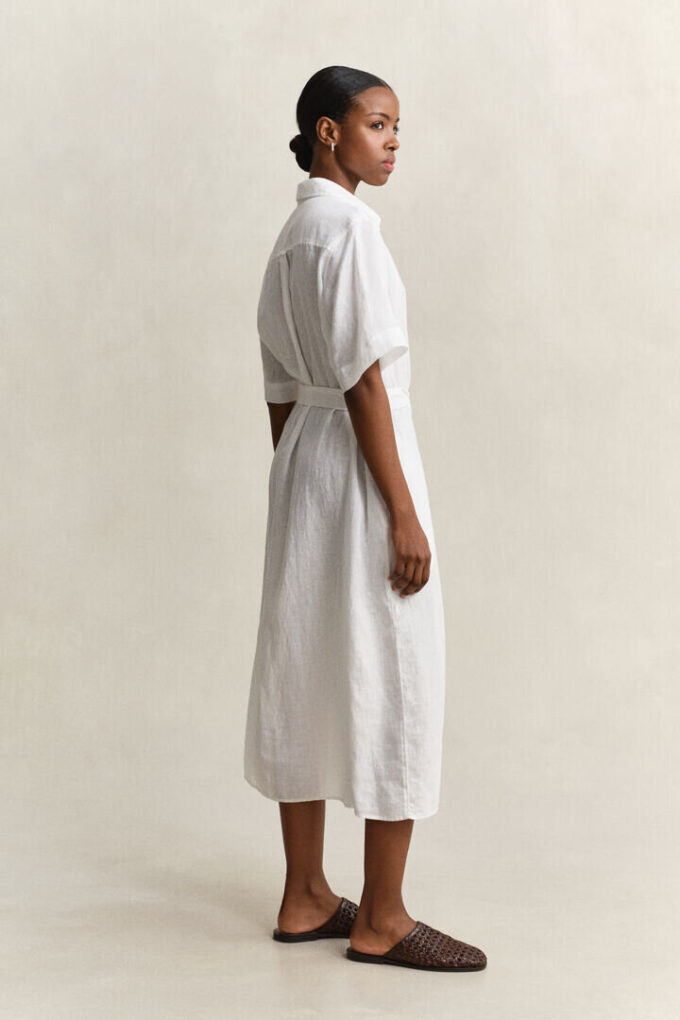 Vestido de camisa de linho