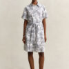 Vestido de camisa de linho com padrão floral