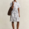 Vestido de camisa de linho com padrão floral