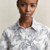 Vestido de camisa de linho com padrão floral