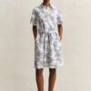 Vestido de camisa de linho com padrão floral