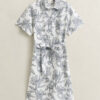 Vestido de camisa de linho com padrão floral