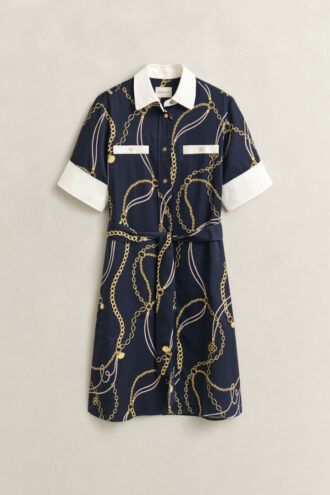 Vestido de camisa em contraste