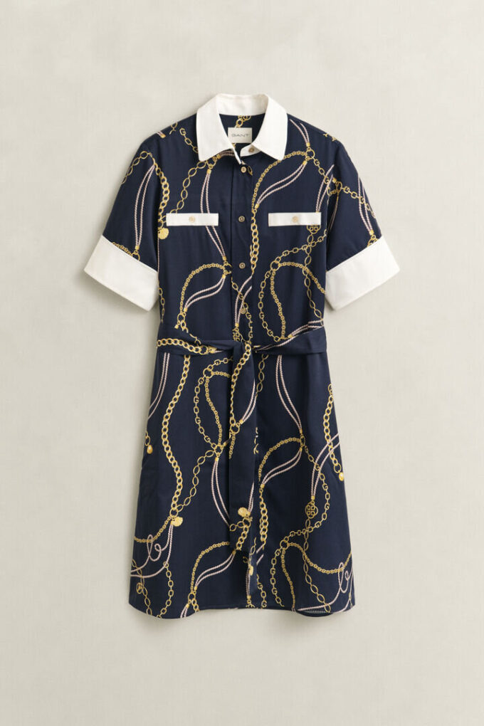 Vestido de camisa em contraste