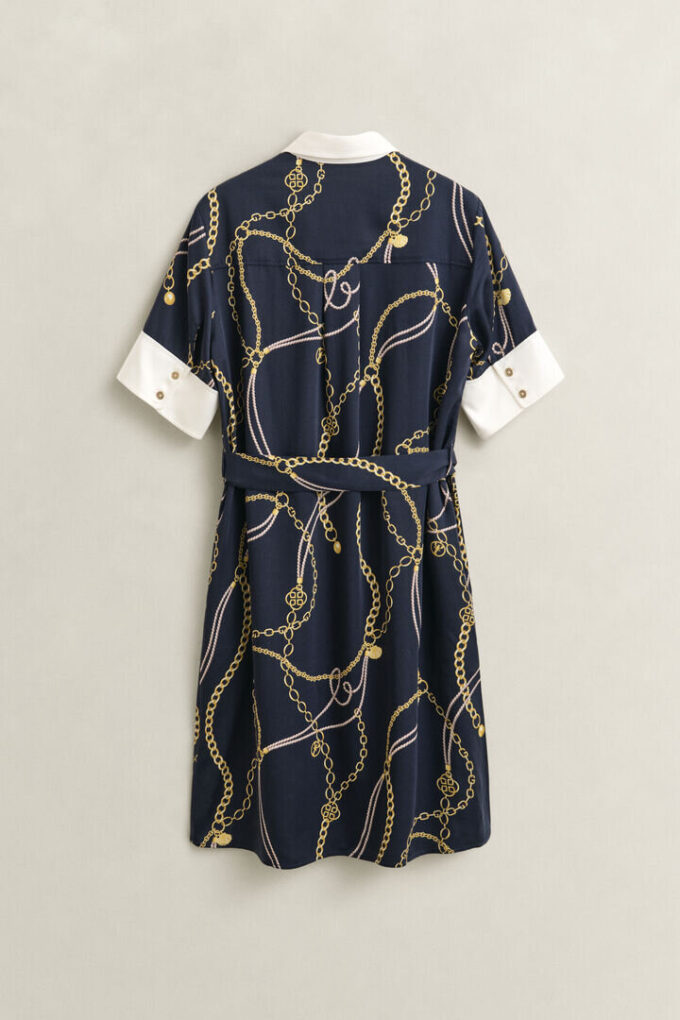 Vestido de camisa em contraste