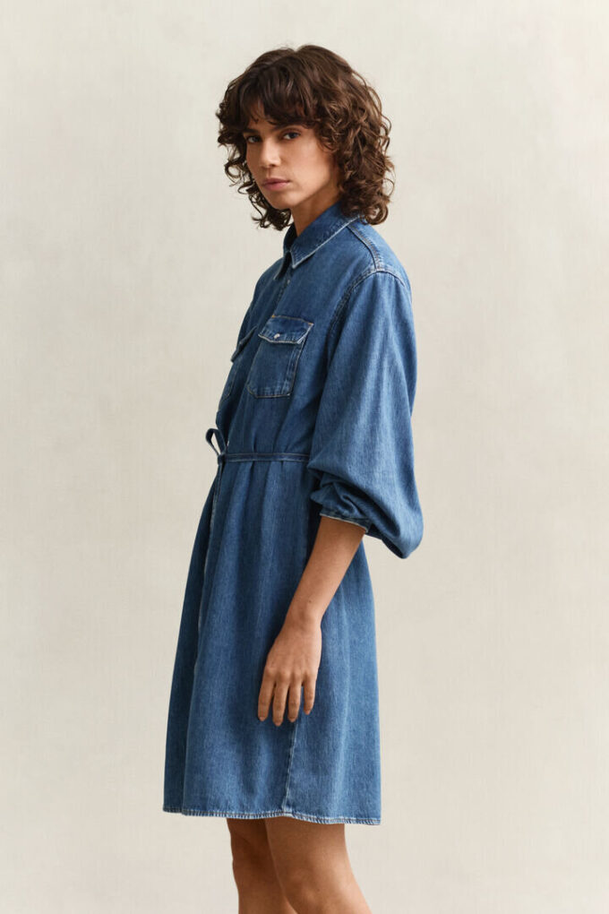 Vestido de camisa em ganga