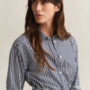 Vestido de camisa em popeline às riscas