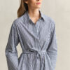 Vestido de camisa em popeline às riscas
