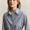 Vestido de camisa em popeline às riscas