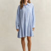 Vestido de camisa às riscas em seersucker