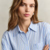 Vestido de camisa às riscas em seersucker
