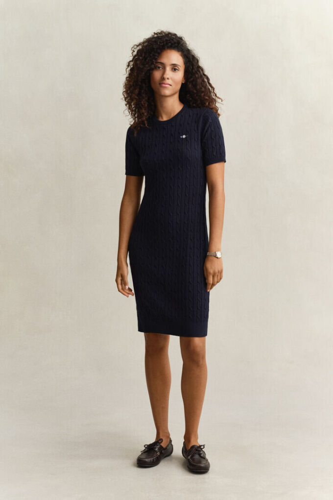 Vestido de malha trançada em algodão