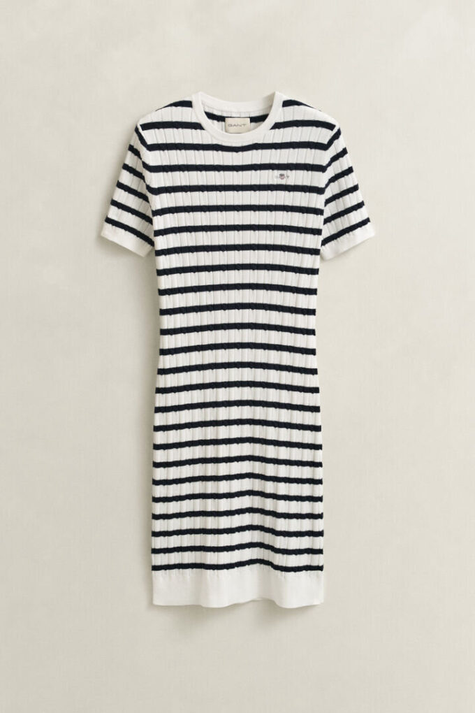 Vestido de malha trançada em algodão